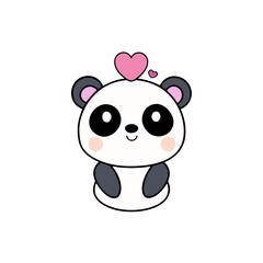 Naklejka premium Kawaii Panda with Joyful Face and Flower Crown