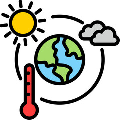 Climate Change Action lineal color icon