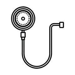 Tire pressure gauge and air hose detailed outline in line art Vector illustration