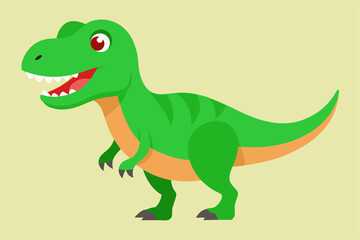 Bright Green Cartoon Tyrannosaurus Rex Dinosaur Illustration 3