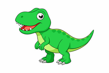 Bright Green Cartoon Tyrannosaurus Rex Dinosaur Illustration 1