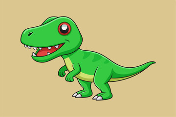Bright Green Cartoon Tyrannosaurus Rex Dinosaur Illustration