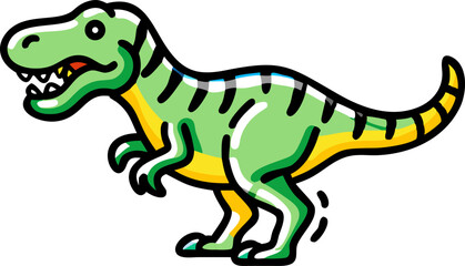 Cartoon Green Yellow T Rex Dinosaur Illustration tyrannosaurus rex