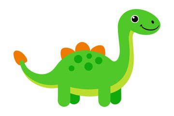 Fototapeta premium Cute Green Brontosaurus Cartoon Illustration Bright Orange Spines