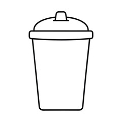 Roadside trash bin with swinging lid clean line scene Vector illustration
