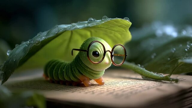 Cute caterpillar with glasses
