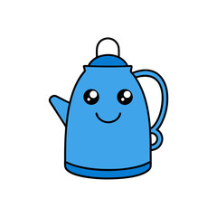 Cute Cheerful Electric Kettle Vector Illustration