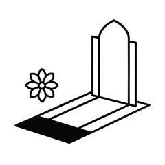 Porch step with flower welcome mat clean line scene Vector illustration