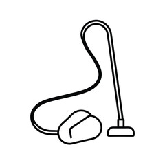 Shop vacuum with long hose detailed outline in line art Vector illustration