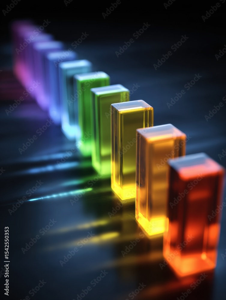 Poster Emotional Spectrum Bar With Glowing Segments Representing Various Feelings in a Visually Striking Arrangement