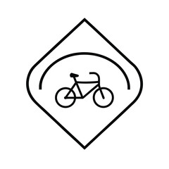 Bicycle path sign with arrow detailed outline in line art Vector illustration