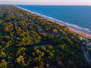 Stunning coastal view of the beaches at La Libertad, El Salvador with lagoon during a tranquil afternoon