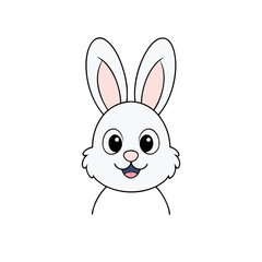Cute Vector Illustration of a Smiling Cartoon Bunny