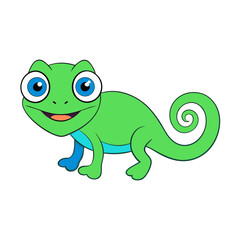 Obraz premium Cute Vector Illustration of a Smiling Cartoon Chameleon
