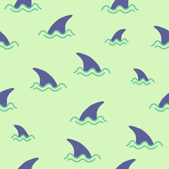Cute shark fin pattern background vector design