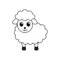 Cute Vector Illustration of a Smiling Cartoon Lamb