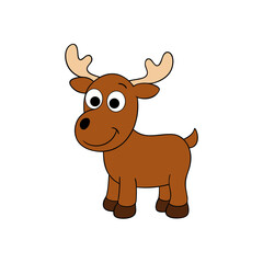 Fototapeta premium Cute Vector Illustration of a Smiling Cartoon Moose