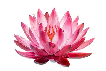 Pink Water Lily Blossom with Orange Stamen Floral Beauty on Transparent Background