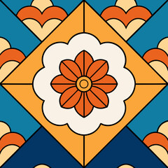 Maximalist Pattern Combining Moroccan Tiles and Japanese Motifs
