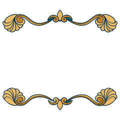 Meandering Art Nouveau Floral Border with Whiplash Curves