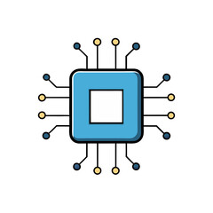 Microchip Circuit Pattern with Glowing Connections