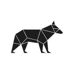 Minimalist Geometric Wolf Silhouette in Monochrome