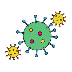 Microscopic View of Coronavirus Particles with Color