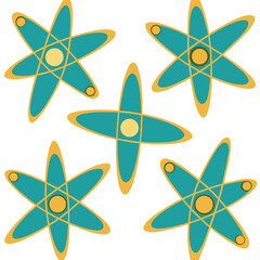Mid Century Modern Atomic Pattern in Teal and Mustard