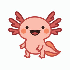 Cheerful Axolotl Character Pointing Forward - Cute Kawaii Vector