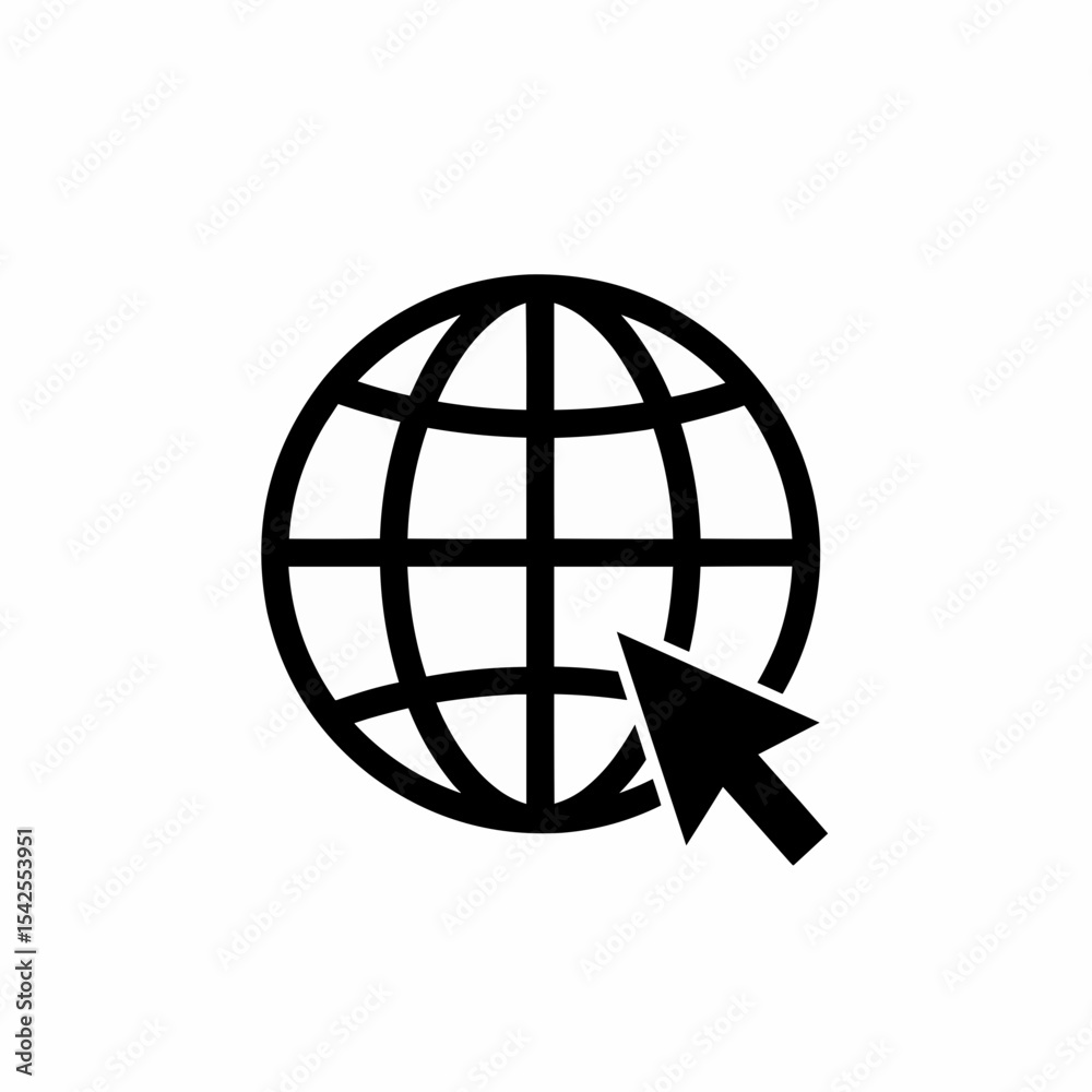 Aufkleber this high-quality vector graphic features a solid black minimalist globe icon with a grid pattern an