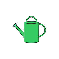 Minimalist Vector Illustration of a Green Watering Can