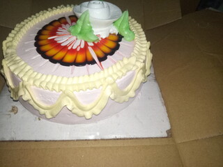 cake photo with candal, party , decorated cake, night 