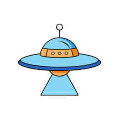 Fototapeta premium Retro Space Age Illustration of Flying Saucer with Beams