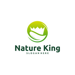 A green  featuring a leaf and crown.