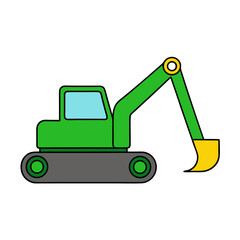 Naklejka premium Simple Vector Illustration of a Green Excavator Cartoon