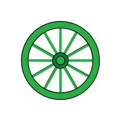 Fototapeta premium Simple Vector Illustration of a Green Wagon Wheel