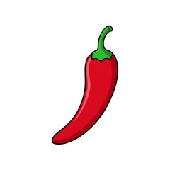 Simple Vector Illustration of a Red Chili Pepper with Stem