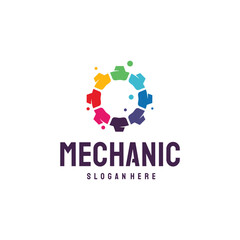 Colorful gear  design for a mechanic business.