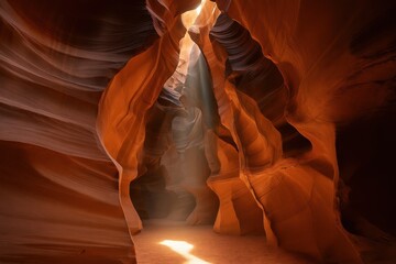 Beautiful Antelope Canyon with smooth flowing rock formations and light rays