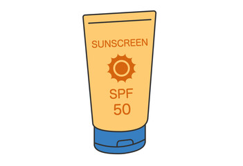 Sunscreen Lotion SPF 50 – Flat Style Illustration

