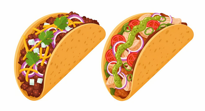 two tacos with different fillings clip art preview
