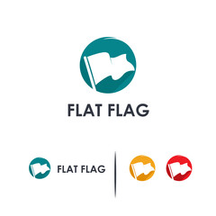 Flat design of a waving flag in a circle.