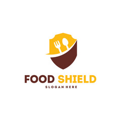 Food shield  design with fork and spoon.