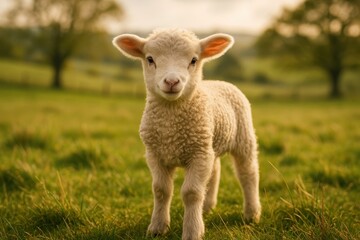 Young sheep lamb adorable farm animal pastoral