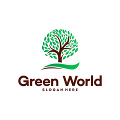 A stylized  featuring a tree with many leaves.