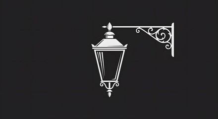 Elegant Victorian-Style Wall-Mounted Lantern Architectural Illustration