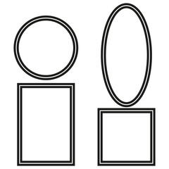 Basic shape icon. Oval square rectangle. Vector outline symbol. Clean geometric figure.