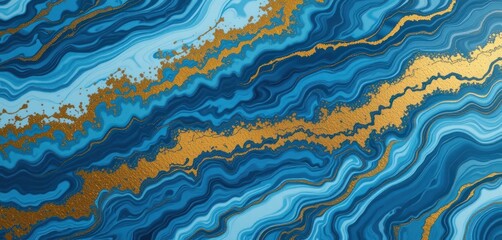 Fototapeta premium Abstract Blue and Gold Marble Texture: A Luxurious Swirl of Color and Design