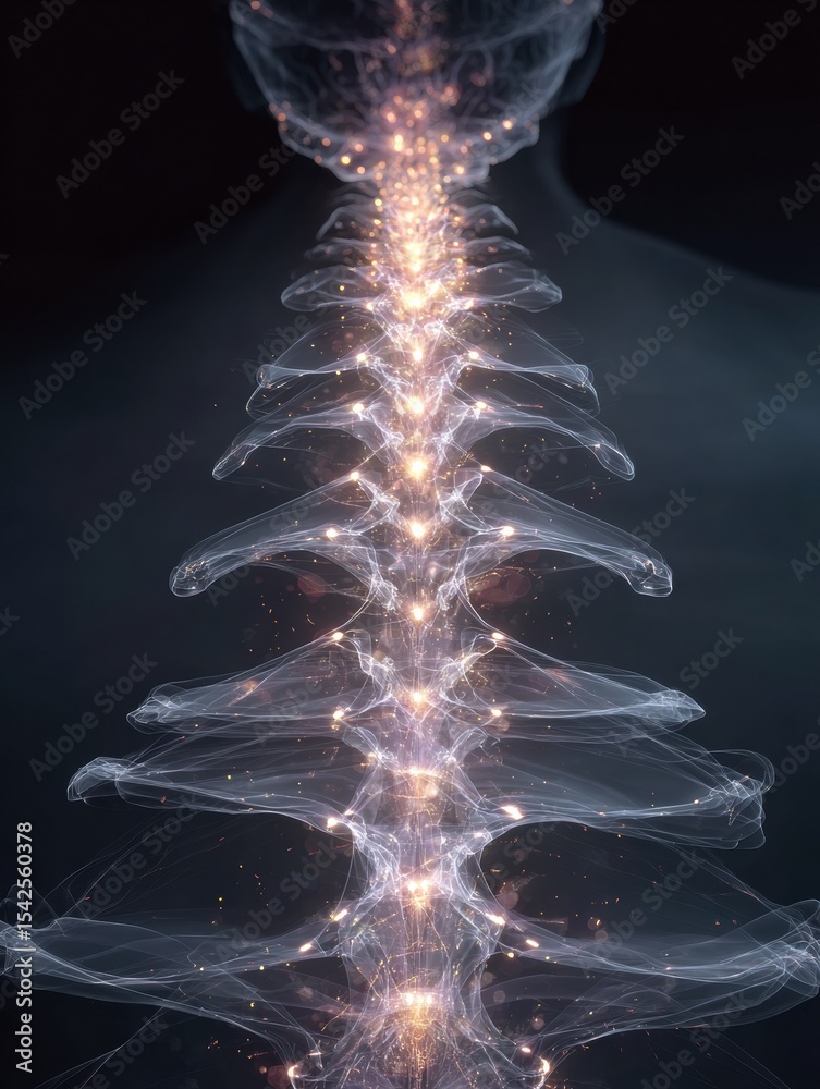 Poster Dynamic Energy Line Tracing From the Spine to the Brain, Illuminating the Bodys Connection to Light