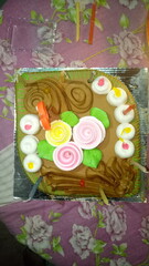 Fototapeta premium cake photo with candal, party , decorated cake, night 